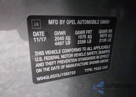 2018 Buick Regal Sportback Preferred z USA, uszkodzony, nr VIN W04GL6SX3J1085733